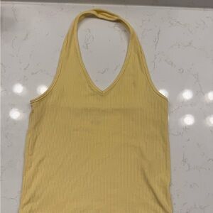 American Eagle Outfitters Light Yellow Ribbed Halter
